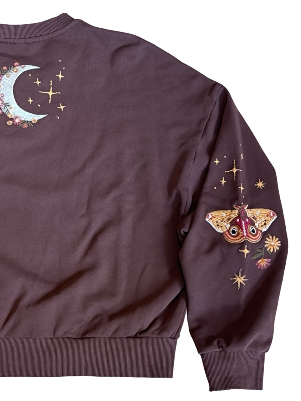 Anthropolgie Driftwood Hallucination Teddy Brown Embroidery Sweatshirt Size S - Picture 10 of 14